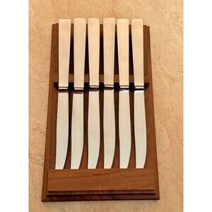 B&B Italy Stainless Cutlery In Drawer Knife Block Steak Knives Mid-Century